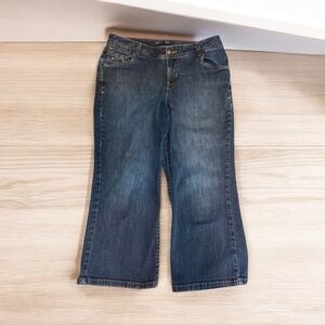 Lane Bryant Blue Relaxed Jeans with Wide-Leg Cut and Distressed capri crop